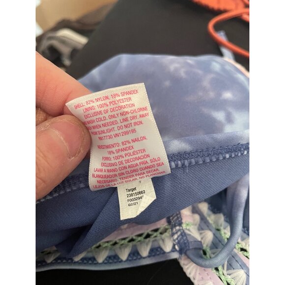 Blue and Pink Triangle String Bikini Top Xhileration Size XL Adjustable NWOT - Picture 7 of 7